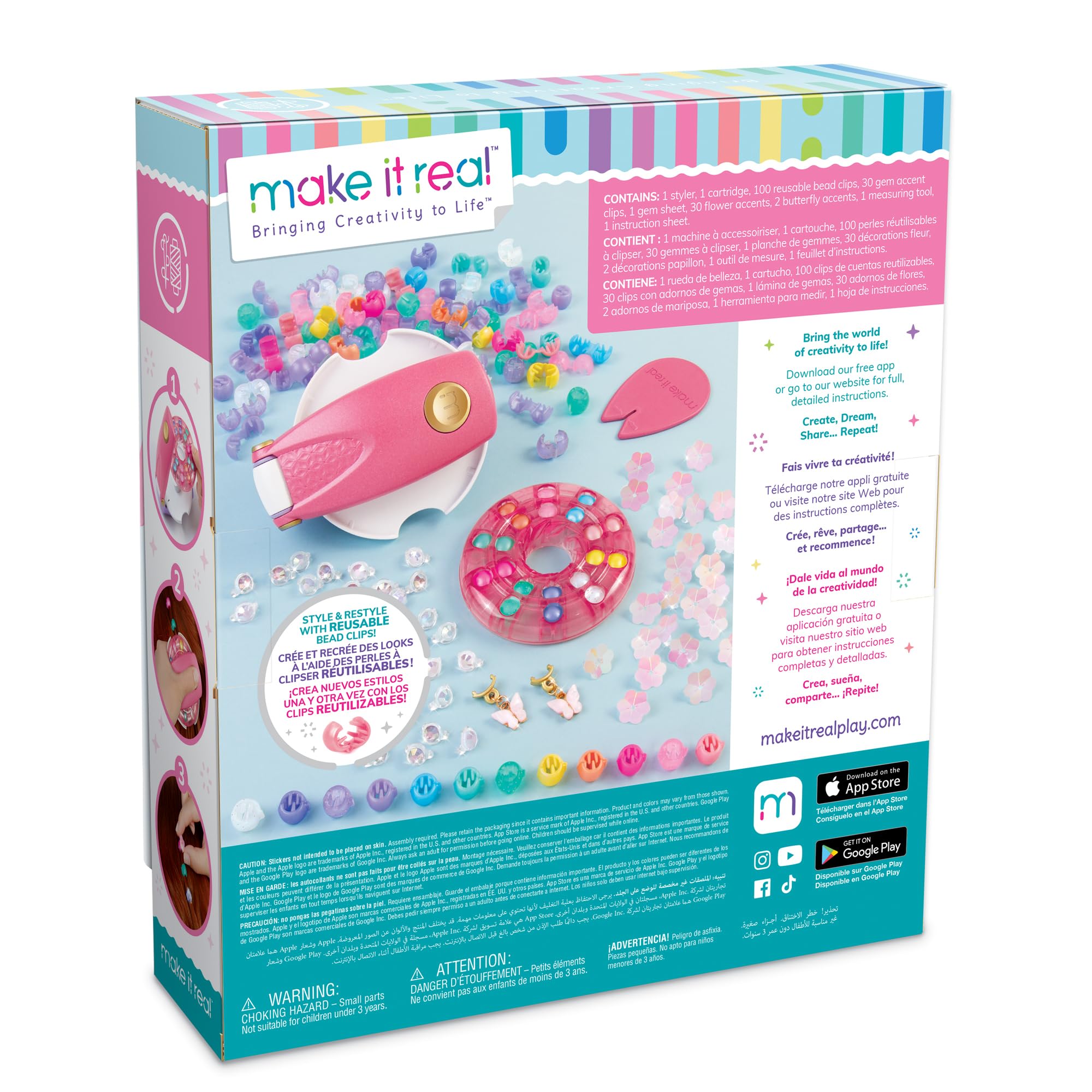 Foto 3 pulgar | Set De Peinado Make It Real Snap N' Glam Con Gemas Reutilizables - Venta Internacional.