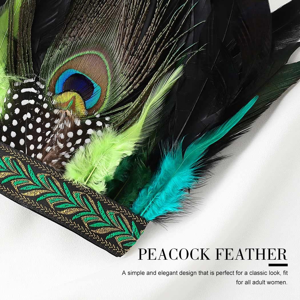 Foto 6 | Tocado Con Diseño De Plumas Aukmla Peacock Green Party - Venta Internacional.