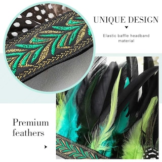 Foto 7 | Tocado Con Diseño De Plumas Aukmla Peacock Green Party - Venta Internacional.