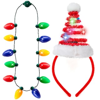 Foto 1 | Collar Con Luces Navideñas Y Diadema Con Sombrero De Papá Noel Joyin - Venta Internacional.