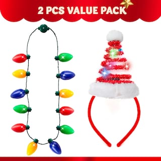 Foto 2 | Collar Con Luces Navideñas Y Diadema Con Sombrero De Papá Noel Joyin - Venta Internacional.