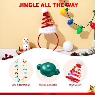 Foto 3 | Collar Con Luces Navideñas Y Diadema Con Sombrero De Papá Noel Joyin - Venta Internacional.