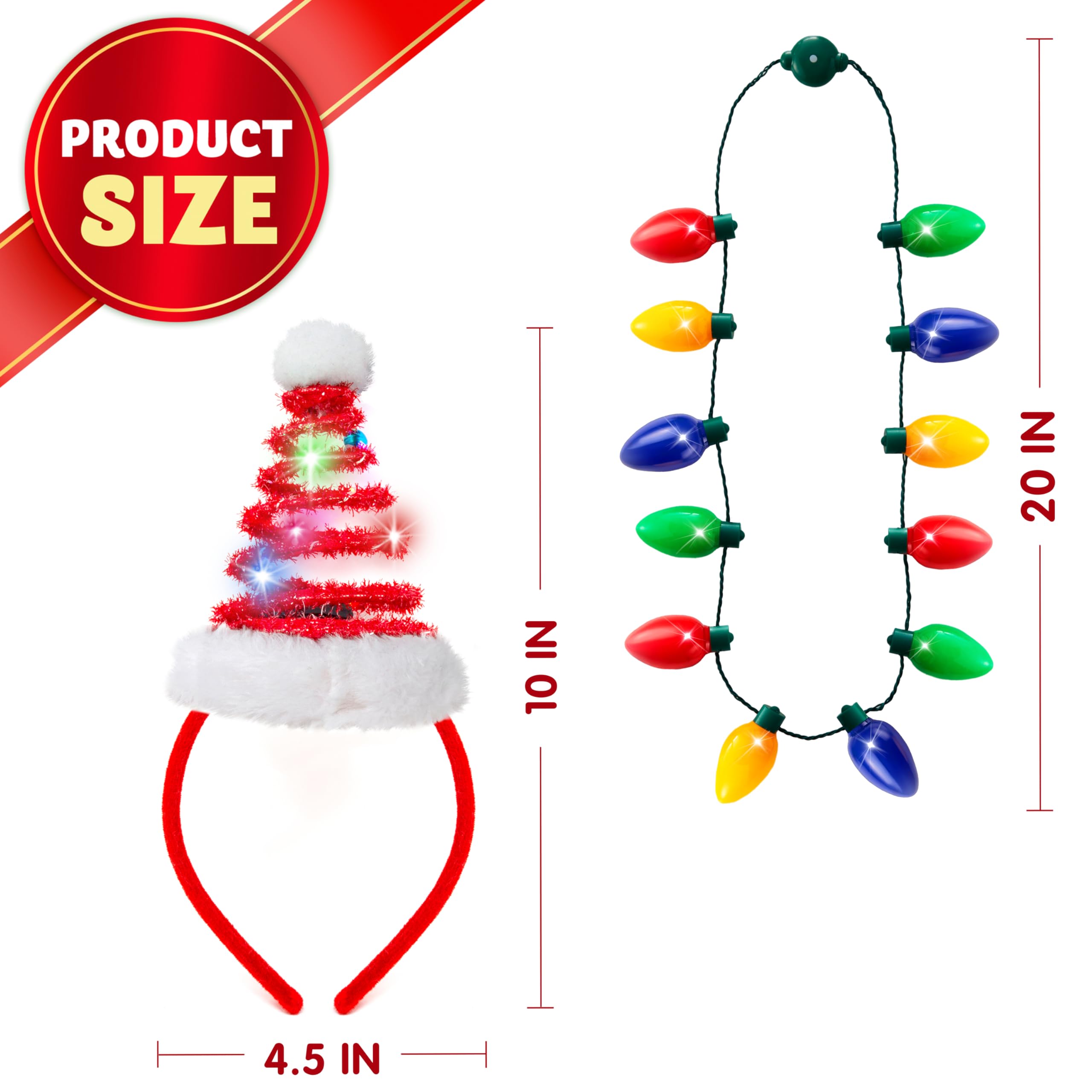 Foto 4 | Collar Con Luces Navideñas Y Diadema Con Sombrero De Papá Noel Joyin - Venta Internacional.
