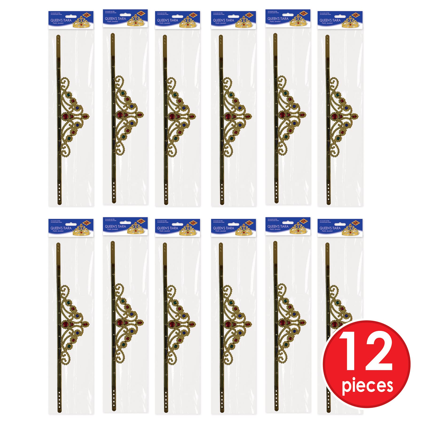 Foto 6 | Tiara Beistle Con Joyas De Plástico Queen Gold, Paquete De 12 - Venta Internacional.