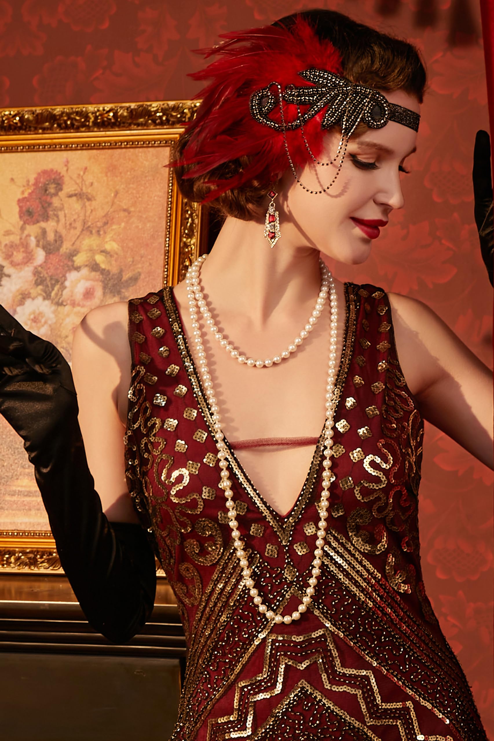 Foto 2 | Set De Accesorios Babeyond Flapper De Los Años 20 Para Mujer: Diadema, Collar, Guantes - Venta Internacional.