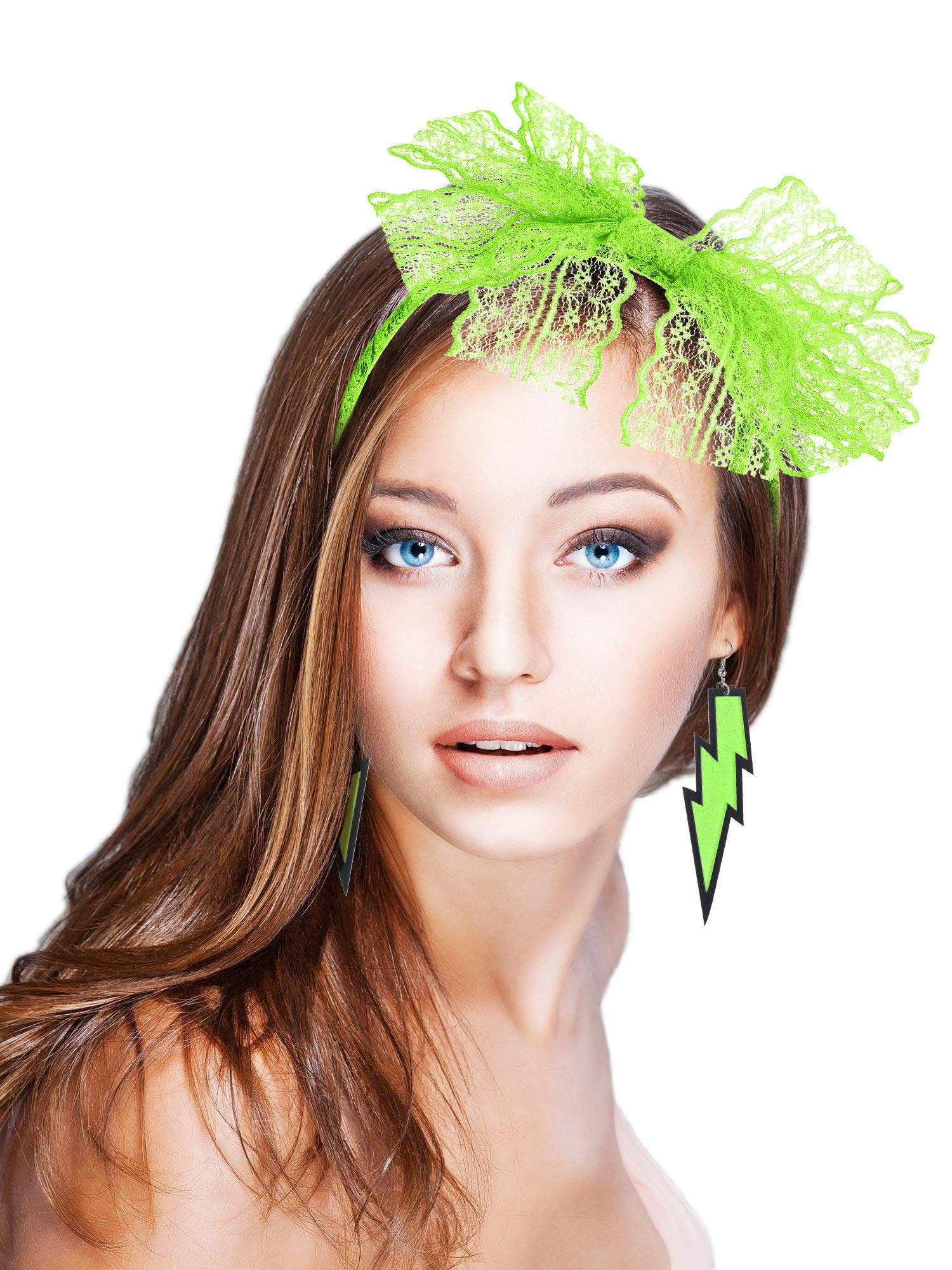 Foto 5 | Set De Accesorios De Disfraz Blulu Con Diadema Y Pendientes De Encaje De Los 80 - Venta Internacional.