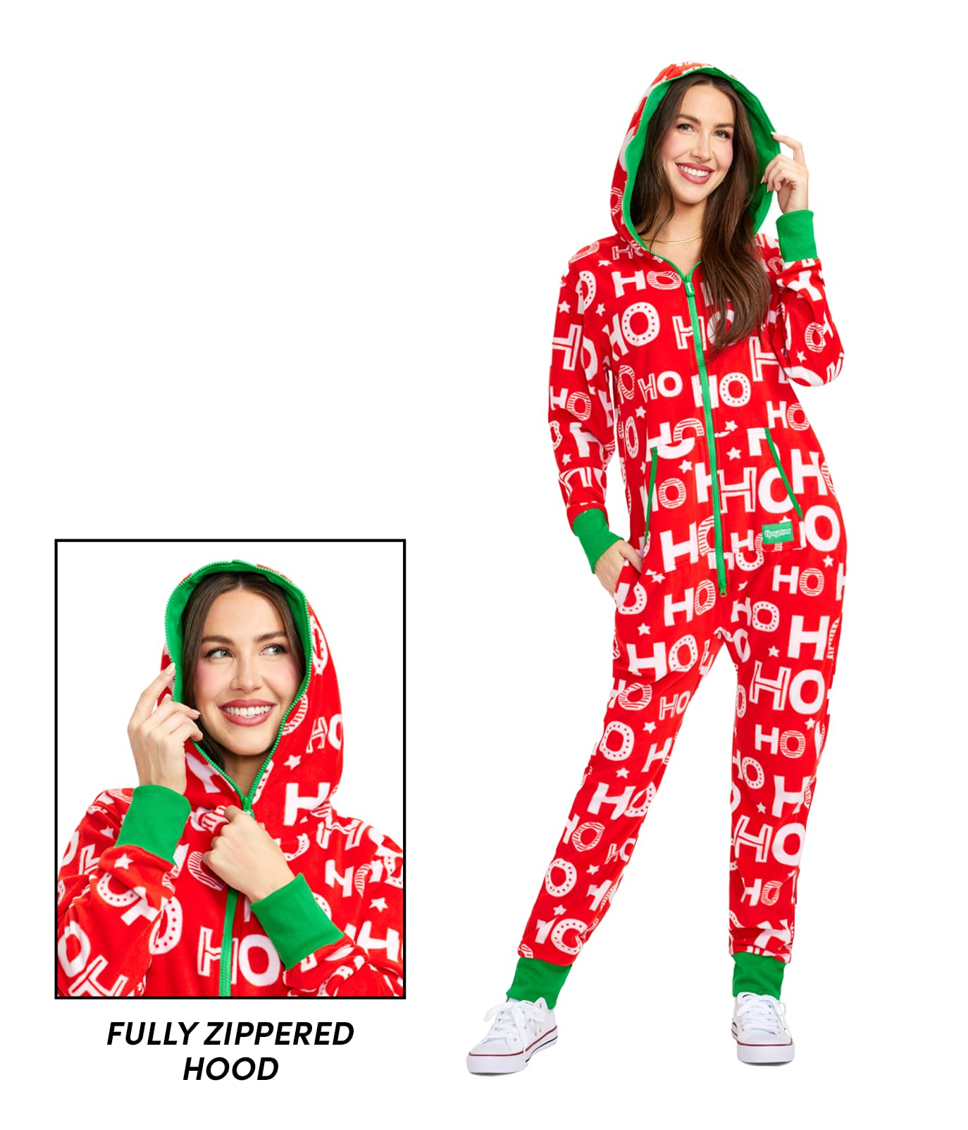 Foto 3 pulgar | Mono Tipsy Elves Christmas Hohoho Rojo Para Adulto, Talla L - Venta Internacional.