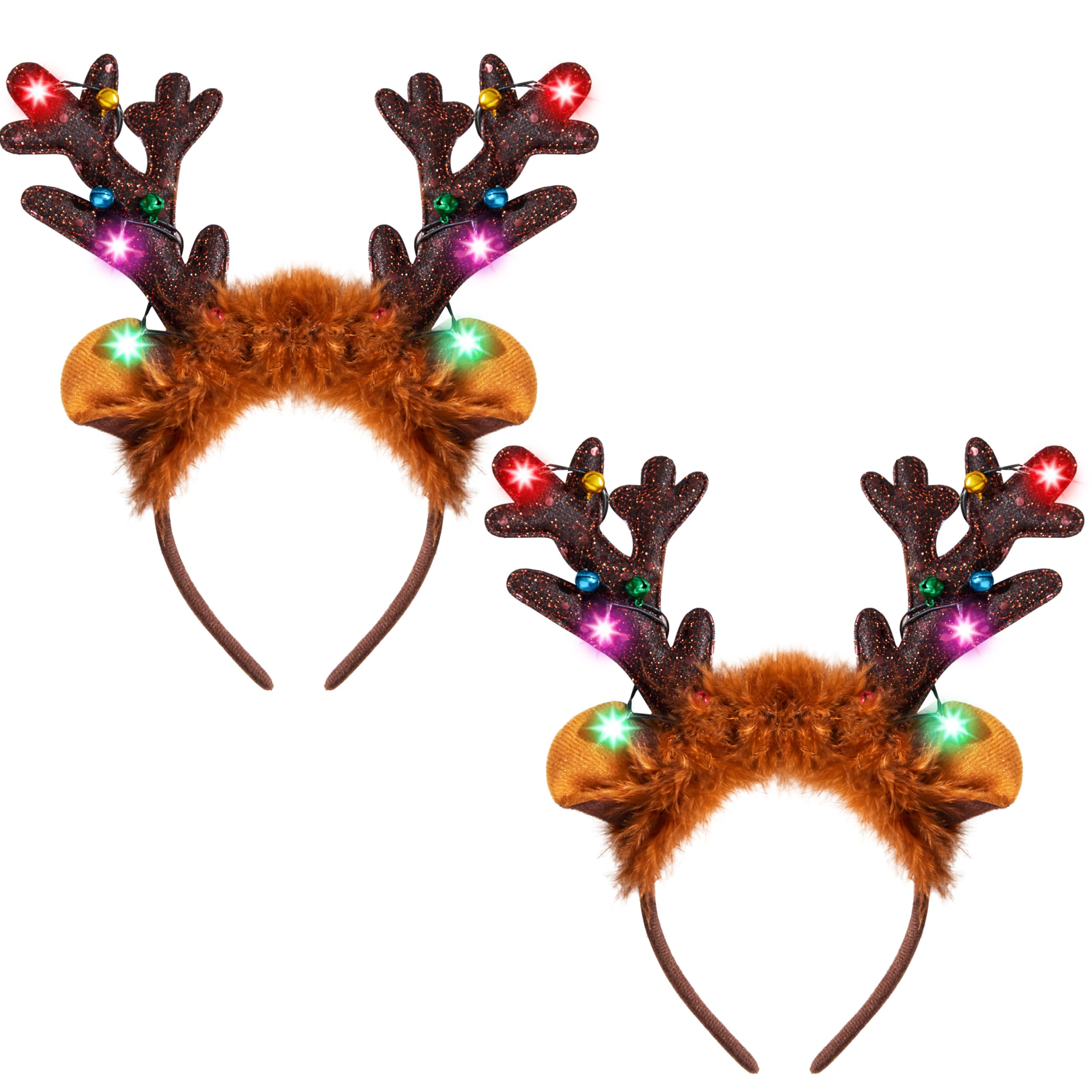 Foto 2 pulgar | Diadema Navideña Joyin Reindeer Con Luces Led, 2 Unidades - Venta Internacional.