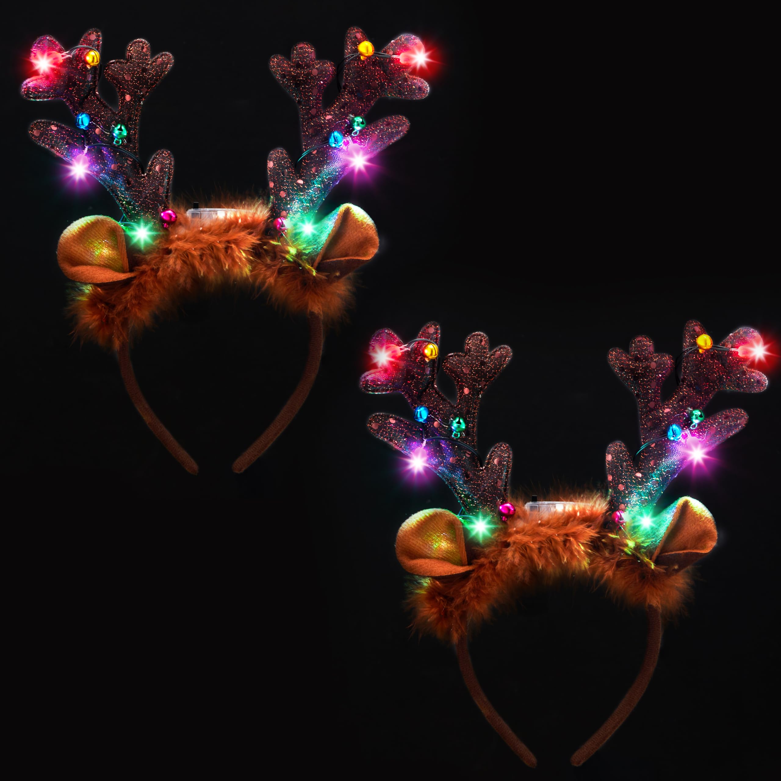 Foto 3 pulgar | Diadema Navideña Joyin Reindeer Con Luces Led, 2 Unidades - Venta Internacional.
