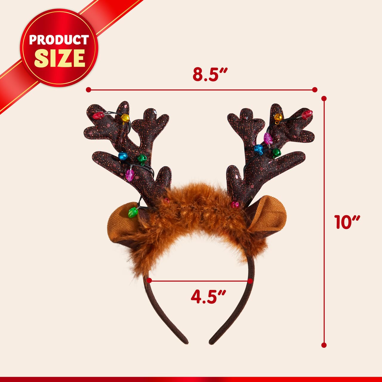 Foto 5 pulgar | Diadema Navideña Joyin Reindeer Con Luces Led, 2 Unidades - Venta Internacional.