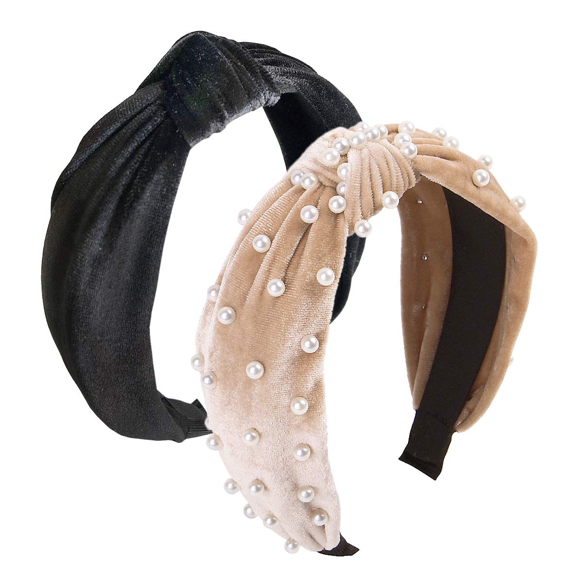 Foto 2 pulgar | Diademas Huoguo Pearl Con Nudo De Terciopelo Para Mujer (2 Unidades) - Venta Internacional.