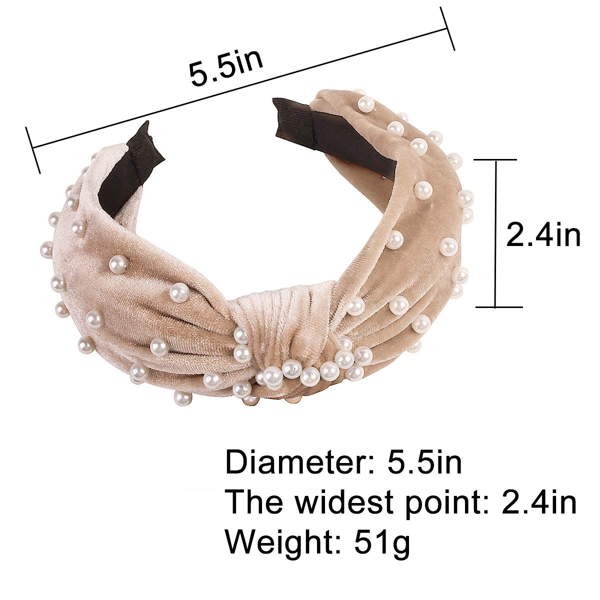 Foto 3 pulgar | Diademas Huoguo Pearl Con Nudo De Terciopelo Para Mujer (2 Unidades) - Venta Internacional.