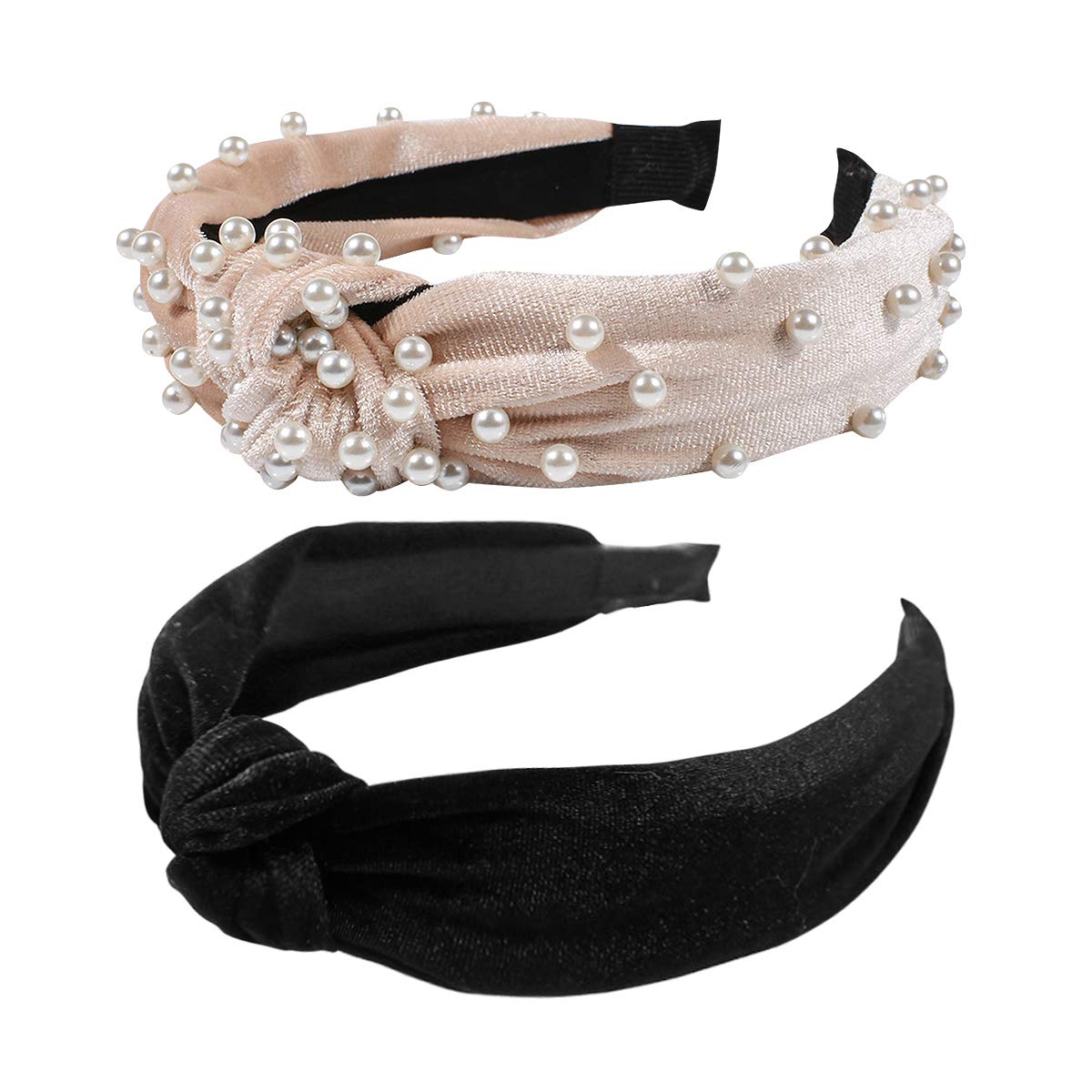 Foto 6 pulgar | Diademas Huoguo Pearl Con Nudo De Terciopelo Para Mujer (2 Unidades) - Venta Internacional.