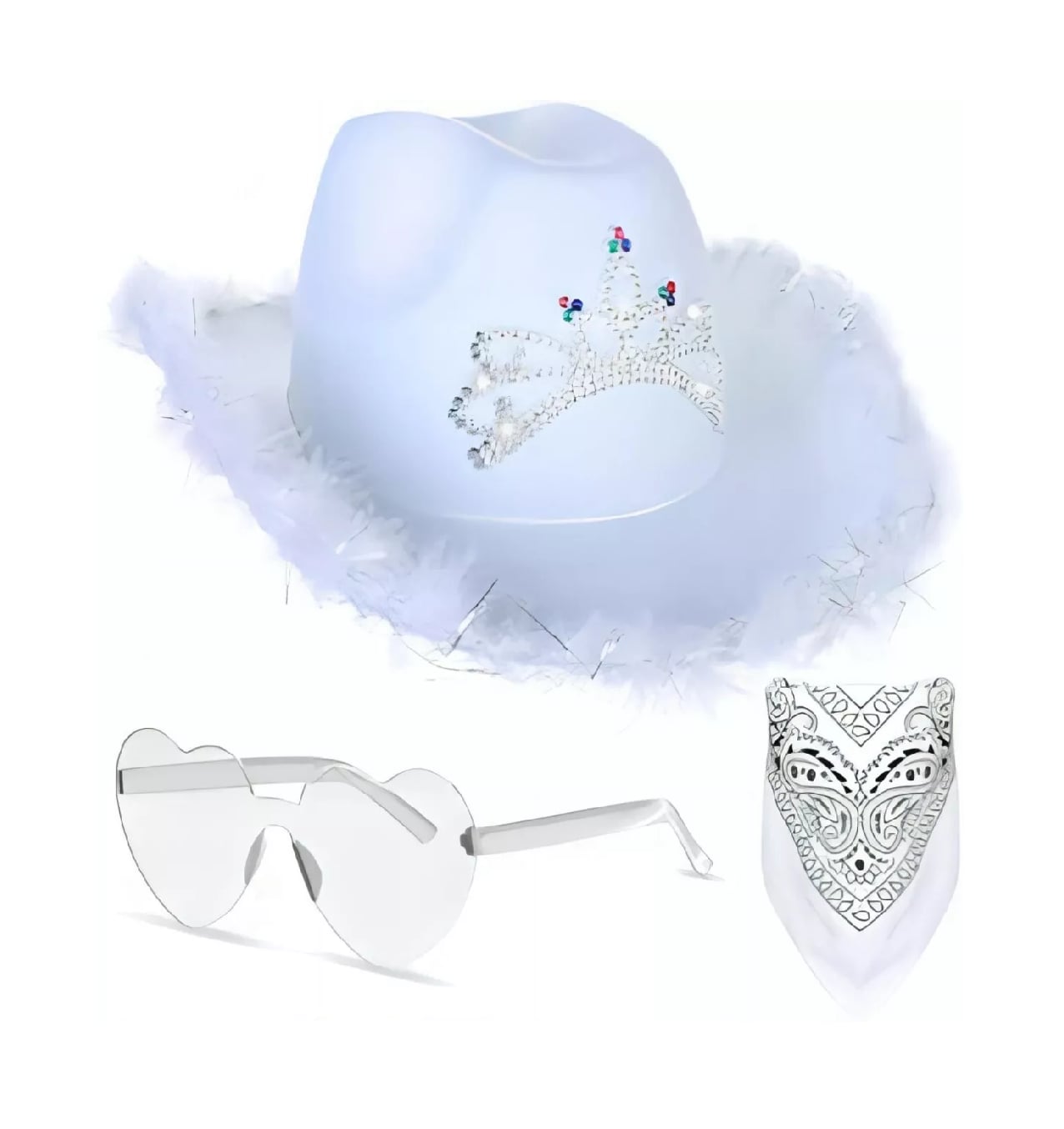 Sombrero De Vaquero Iluminado Corona De Cristal Blanco $639