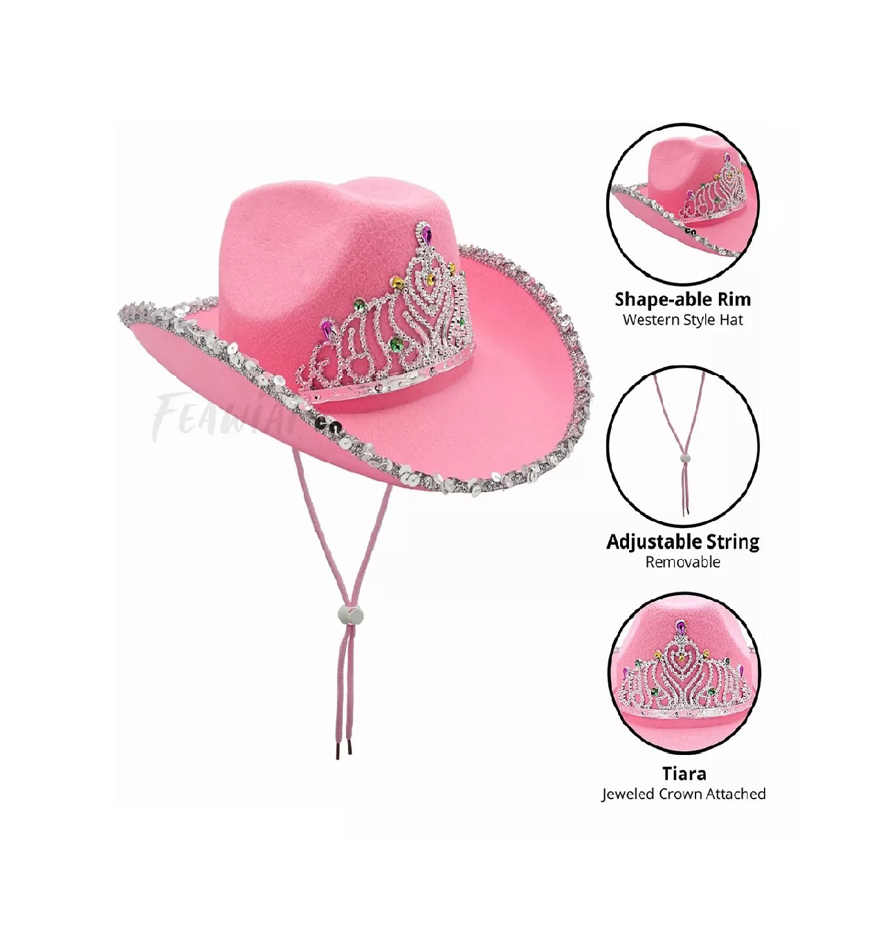 Foto 3 pulgar | Sombrero Vaquero Disfraz Para Fiestas Y Gafas Corazón Rosa 2pzs