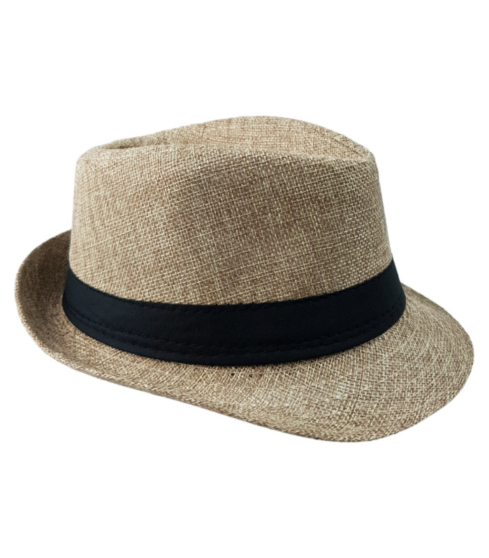 Sombrero para Niños Fedora Ala Corta Transpirable Beige