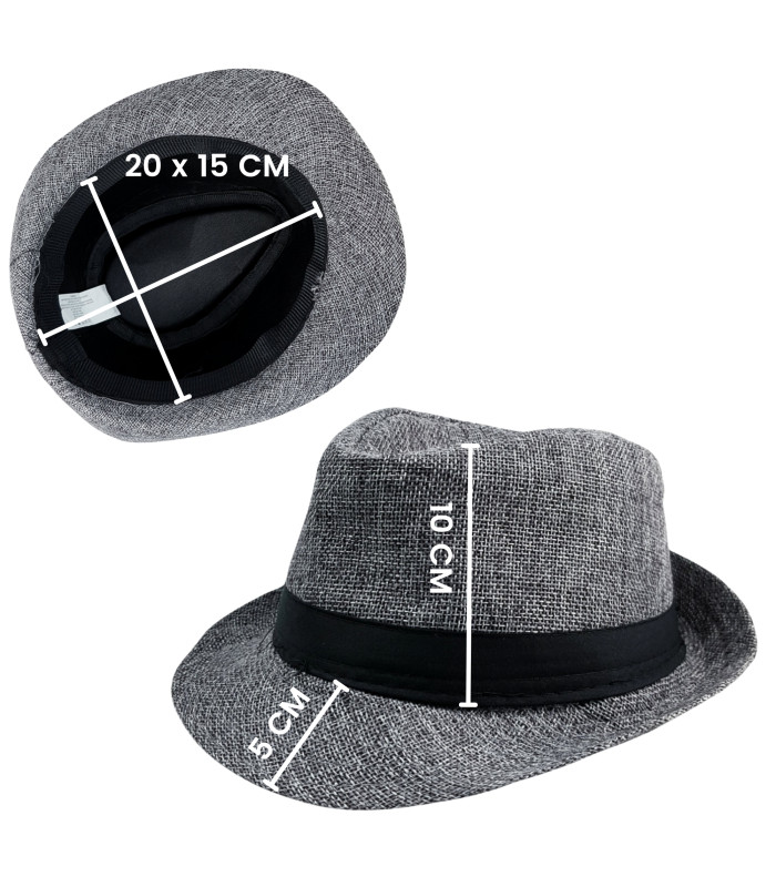 Foto 4 pulgar | Sombrero para Niños de Sol Fedora Ala Corta Transpirable Gris