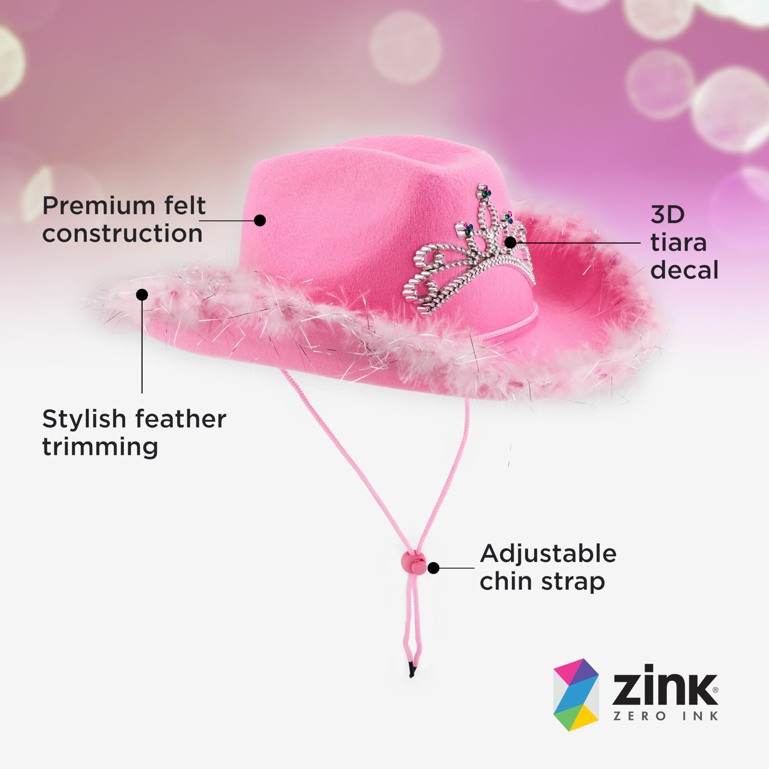 Foto 2 | Sombrero De Vaquera Rosa Zink Con Tiara Para Adultos - Rosa - Venta Internacional.
