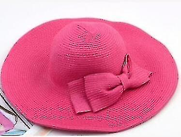 Foto 2 pulgar | Sombrero Huoguo  Vintage  De Paja  Ala Ancha  Para Niñas  Rosa Y Rojo - Venta Internacional.
