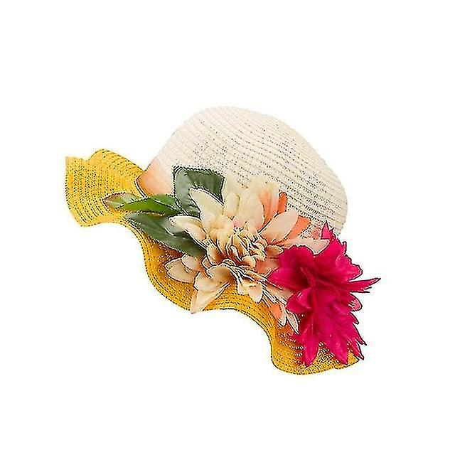 Foto 2 pulgar | Sombrero Para El Sol Huoguo Sombrero De Paja Para Niñas Con Aleros Grandes  Amarillo - Venta Internacional.