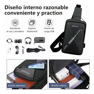 Foto 3 | Bandolera Cruzada Skaisite color Negro para Caballero