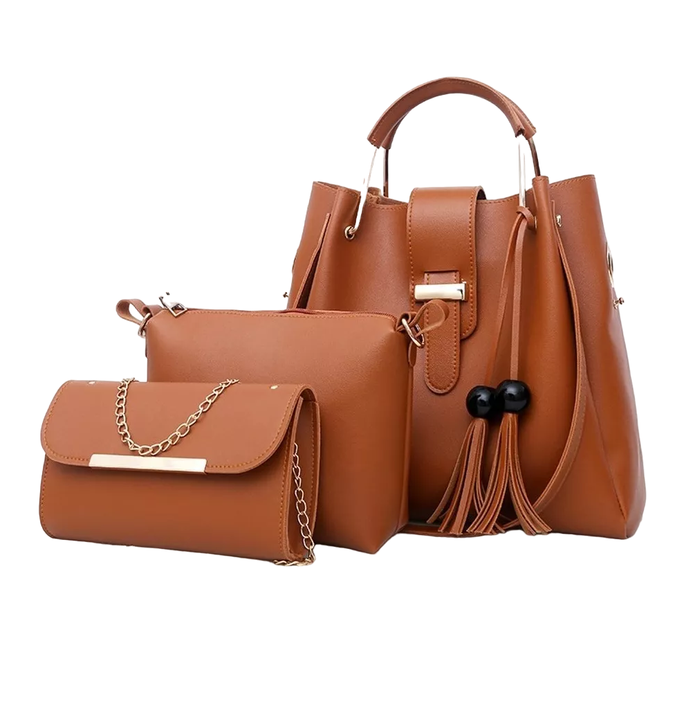 Foto 1 | Set de Bolsa para Mujer Belug Café 3 Piezas