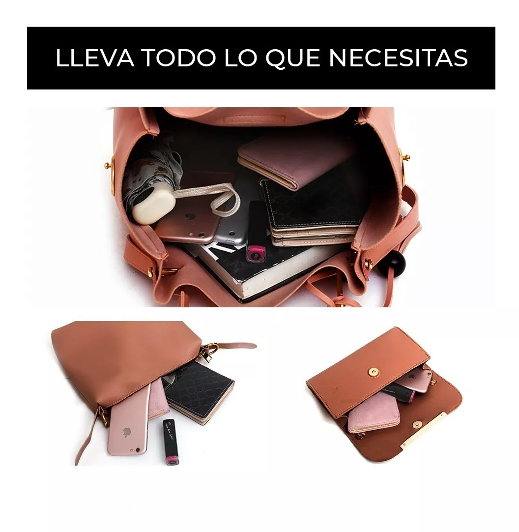 Foto 3 pulgar | Set de Bolsa para Mujer Belug Café 3 Piezas