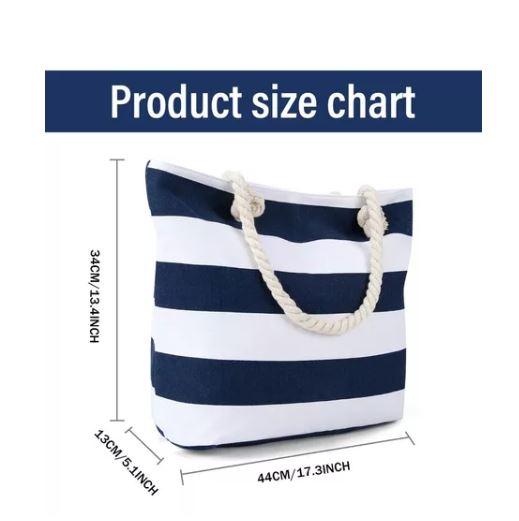 Foto 3 | Bolsa Wünd Tote a Rayas Blancas con Azul