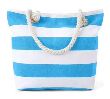 Foto 1 | Bolsa Wünd Tote a Rayas Blancas con Azul