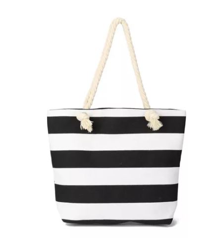 Foto 2 pulgar | Bolsa Wünd Tote a Rayas Blancas con Negro