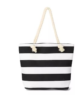 Foto 1 | Bolsa Wünd Tote a Rayas Blancas con Negro