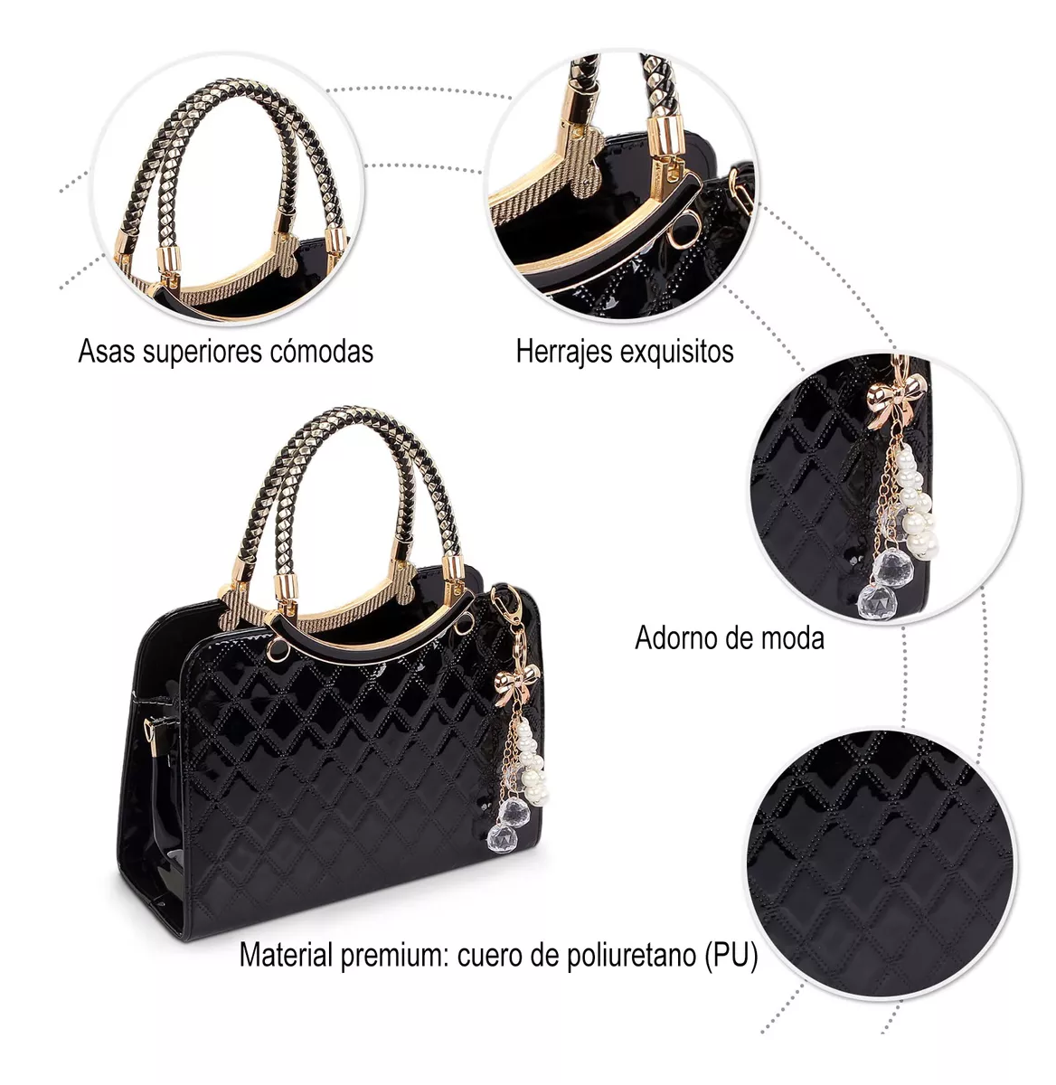 Foto 3 | Bolso de Mano color Negro para Mujer