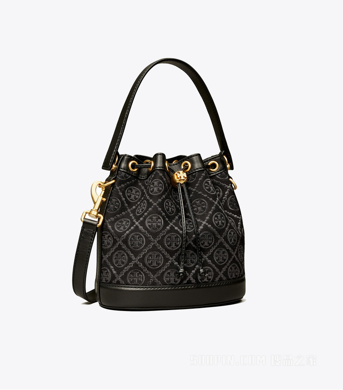 Foto 1 | Bolsa T Monogram Bucket Bag Tory Burch 152127 001 Negro