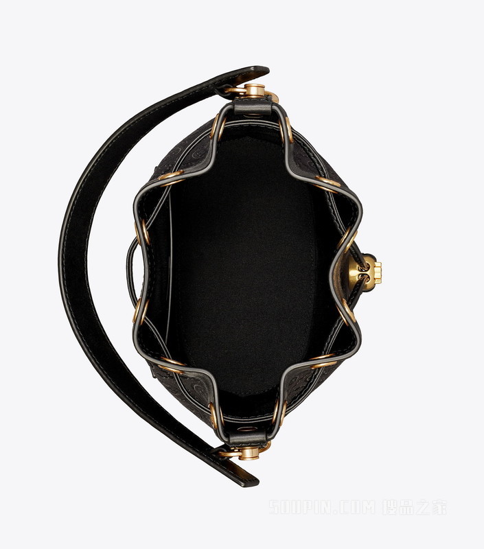 Foto 2 | Bolsa T Monogram Bucket Bag Tory Burch 152127 001 Negro