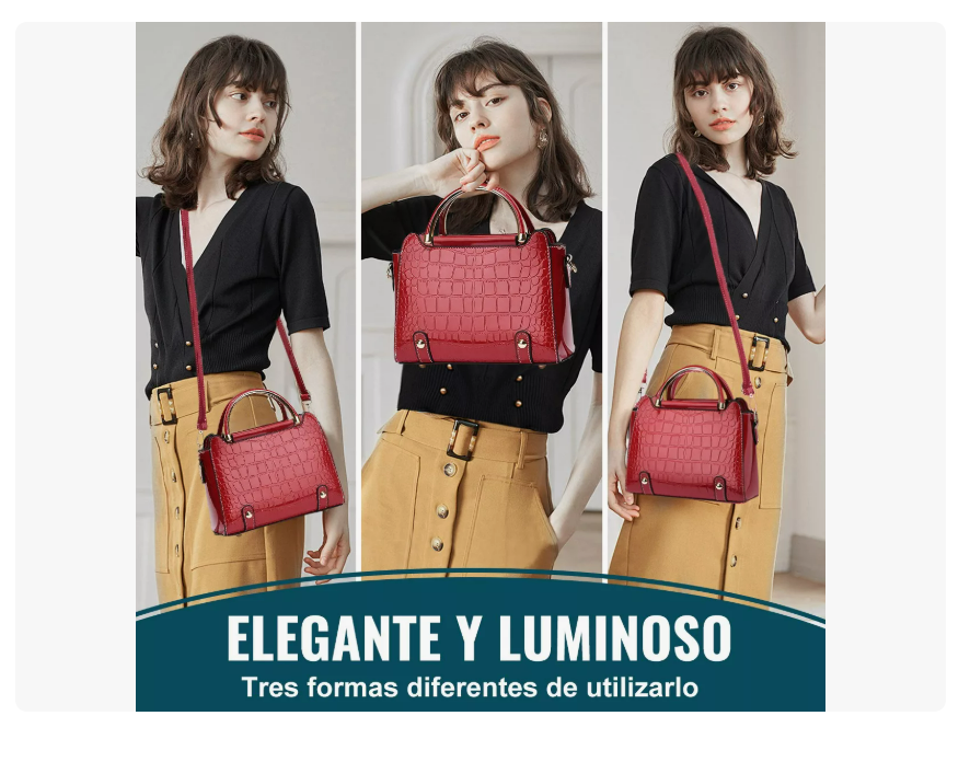 Foto 3 pulgar | Bolsa Bandolera Mujer Moda Cartera Crossbody Tote Hombro Color Vino Wünd