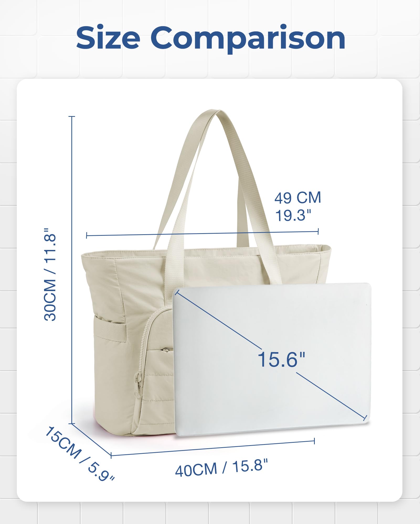 Foto 6 pulgar | Bolso Bagsmart para Mujer Ligero con Compartimentos Beige - Venta Internacional