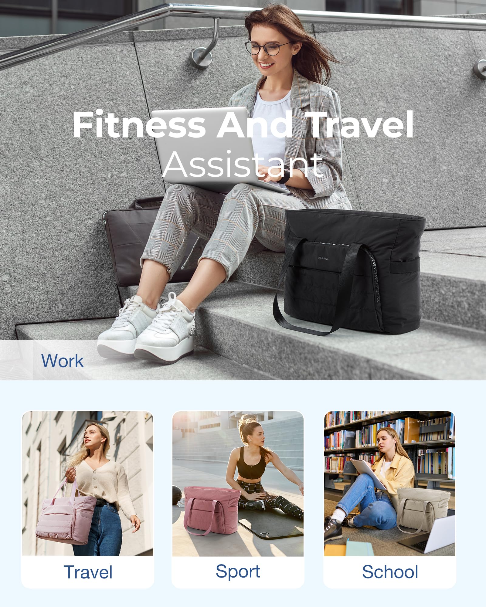 Foto 8 pulgar | Bolso Bagsmart para Mujer Ligero con Compartimentos - Venta Internacional