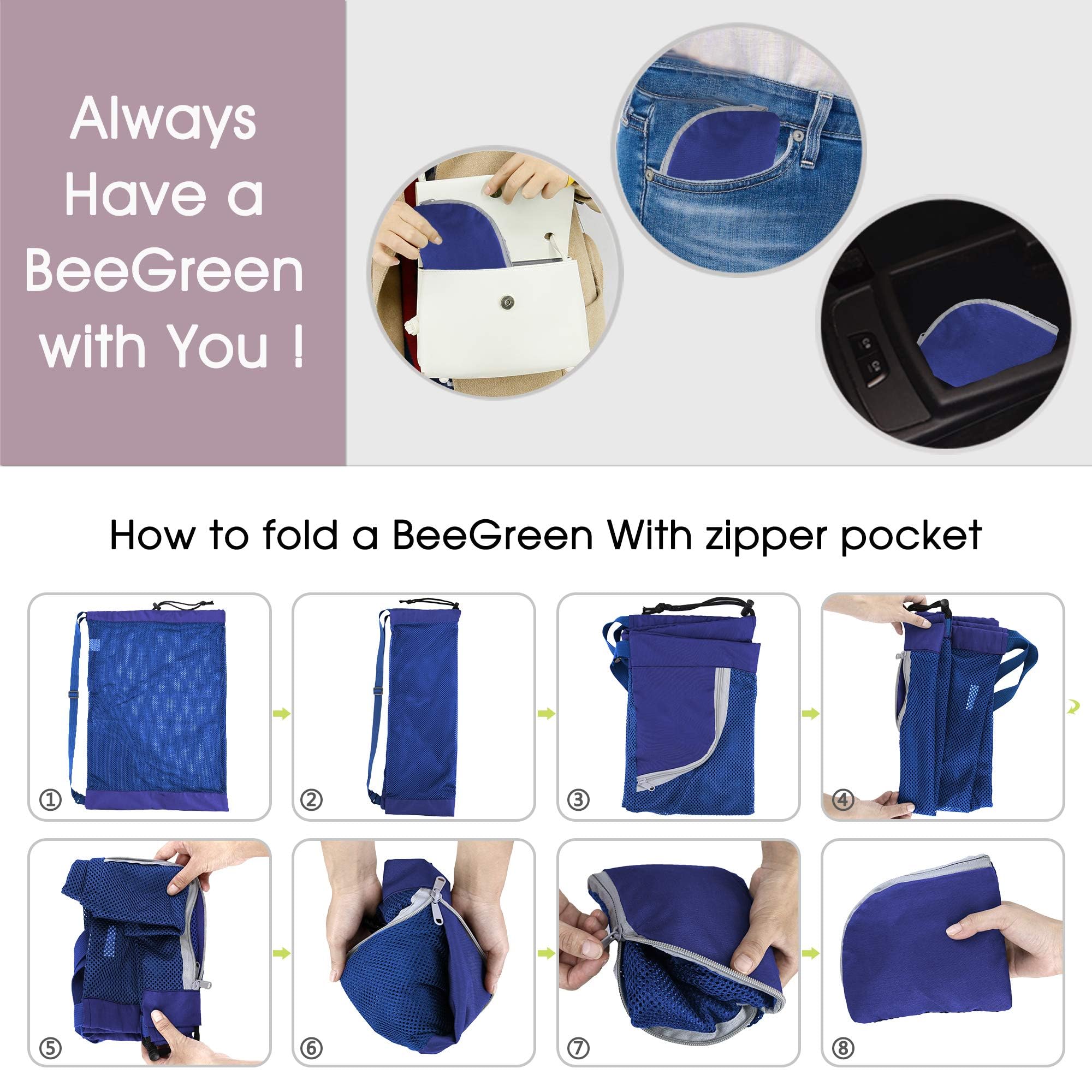 Foto 4 pulgar | Bolsa De Natación Beegreen Con Cordón De Malla, Grande, Azul, Lavable - Venta Internacional.