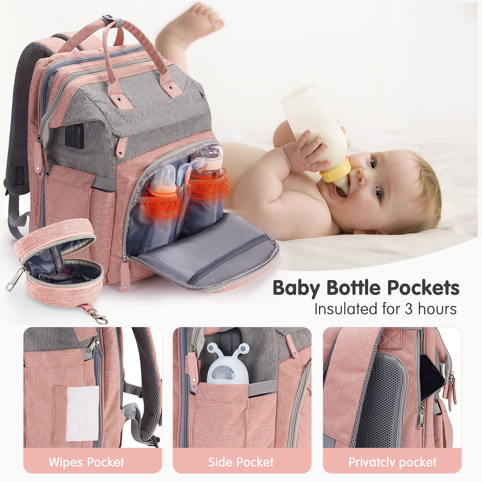 Foto 3 | Bolsa De Pañales Para Bebés Derjunstar, Cambiador De Pañales - Venta Internacional.