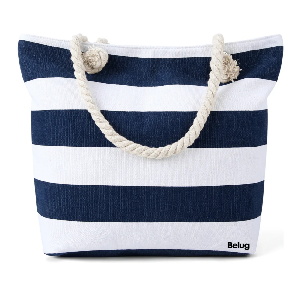 Foto 1 | Bolsa De Playa Con Rayas Para Mujer Belug  Azul Marino Con Blanco