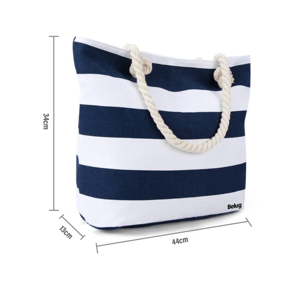 Foto 2 | Bolsa De Playa Con Rayas Para Mujer Belug  Azul Marino Con Blanco
