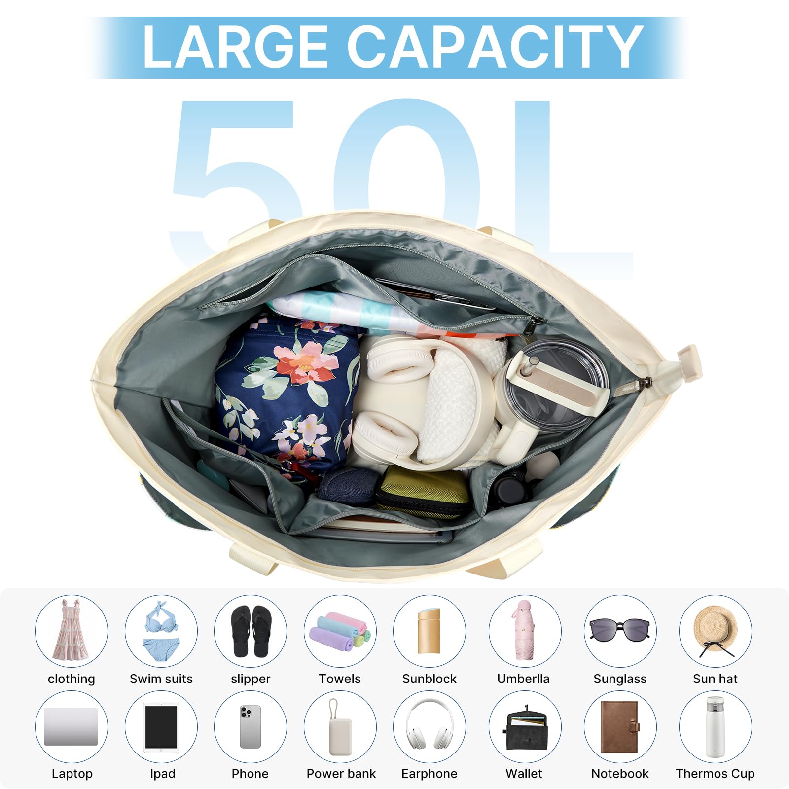 Foto 6 | Bolsa De Playa G4free  Impermeable  Para Piscina  Capacidad De 50 Litros - Venta Internacional.