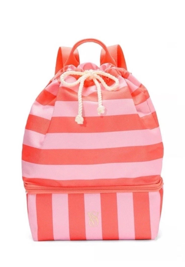 Foto 2 pulgar | Mochila Termica Nevera Playa Rayas Rosa Victoria's Secret
