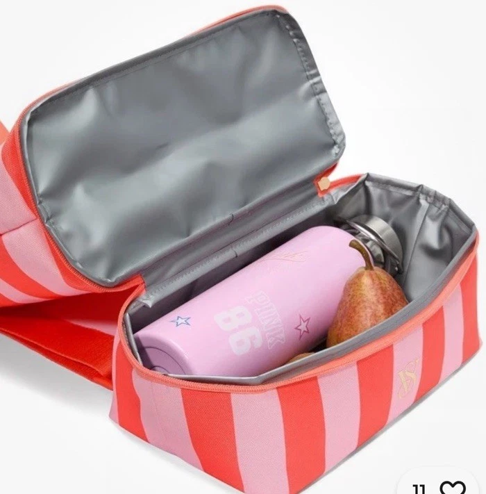 Foto 4 pulgar | Mochila Termica Nevera Playa Rayas Rosa Victoria's Secret