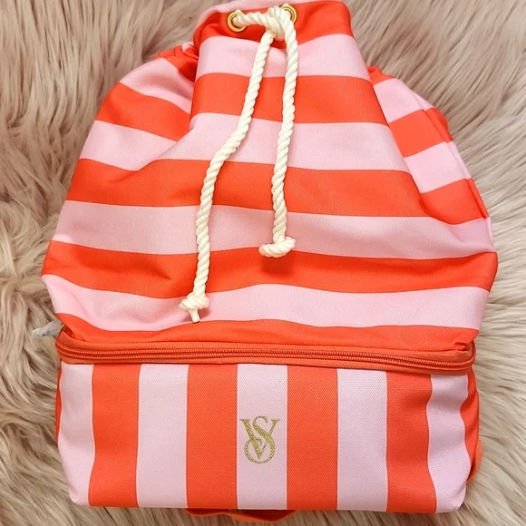 Foto 5 pulgar | Mochila Termica Nevera Playa Rayas Rosa Victoria's Secret