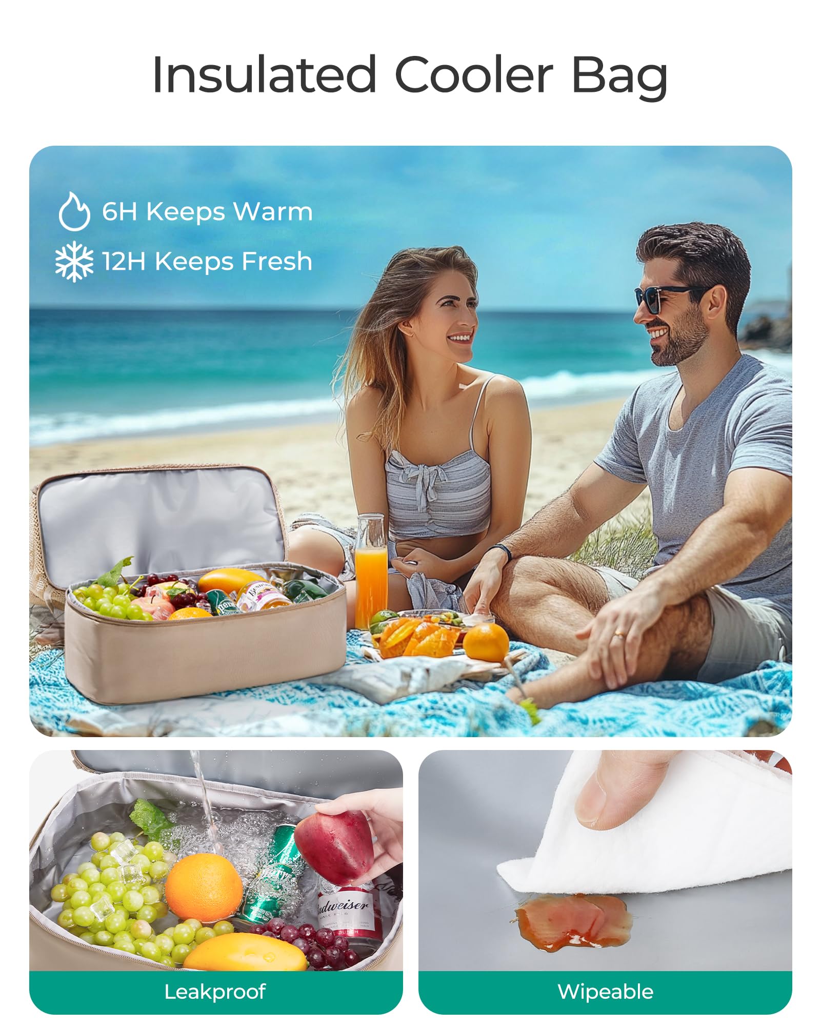 Foto 3 pulgar | Bolsa De Playa Bagsmart Para Mujer Con Nevera  Resistente A La Arena Y Cierre - Venta Internacional.