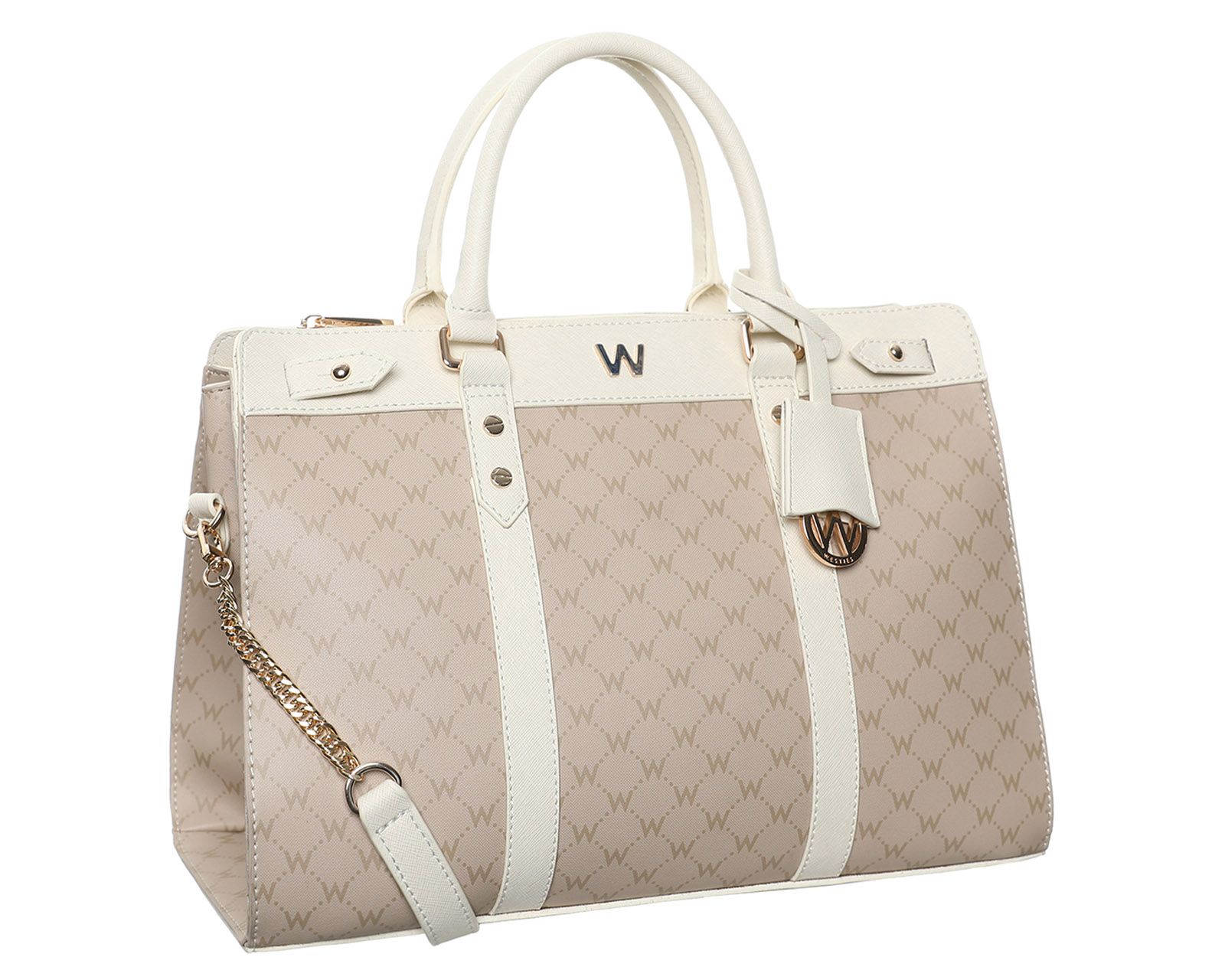 Foto 2 pulgar | Bolsa Satchel  Westies Hbokisukewe Blanca Sintética