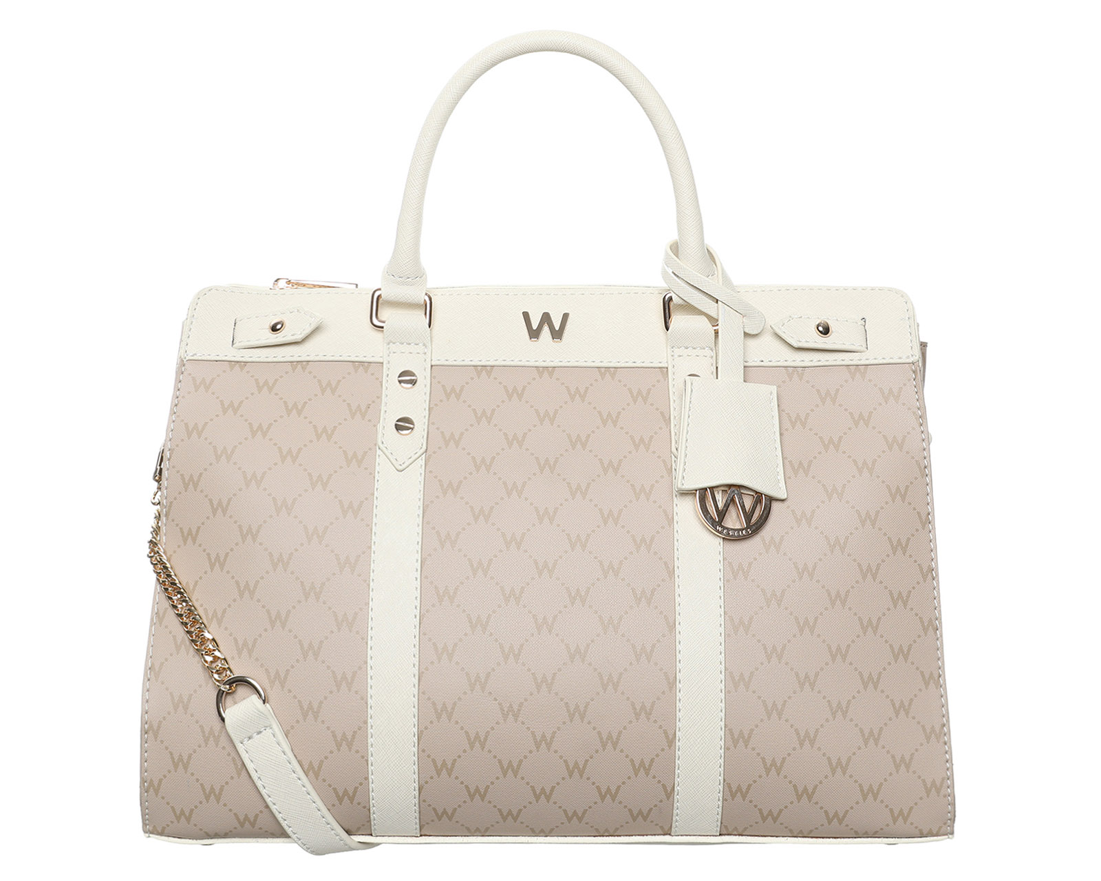 Foto 3 pulgar | Bolsa Satchel  Westies Hbokisukewe Blanca Sintética