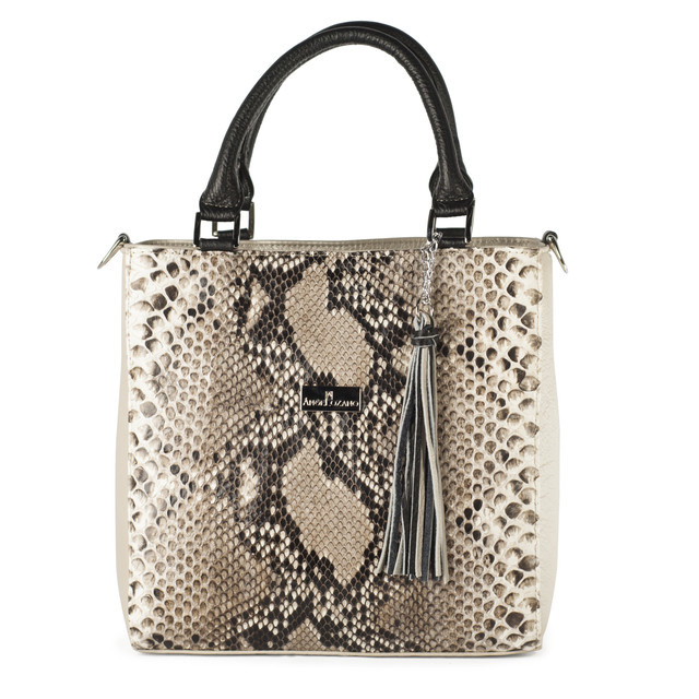 Foto 1 | Bolso Satchel Pilar  A Ángelozano Oro Ligth Con  Aplicación Piel Pitón