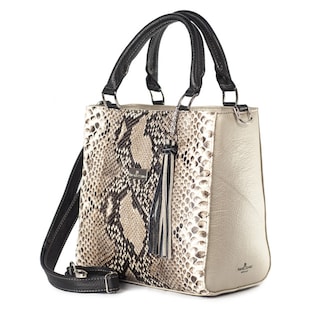 Foto 2 | Bolso Satchel Pilar A Ángelozano Oro Ligth Con Aplicación Piel Pitón